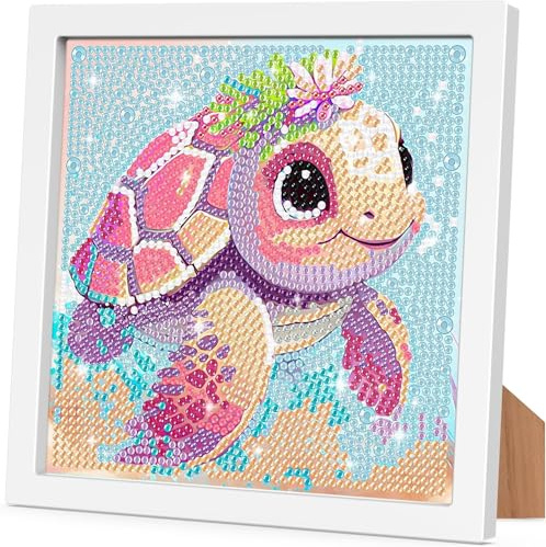 Aapxi Diamond Painting Kinder tiere Schildkröte Elefanten Schmetterling Kuh Koala Faultier - diamond painting mit rahmen (Gradienten)