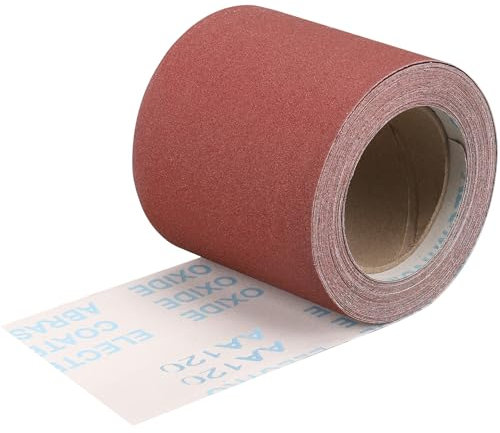 Shineboc Schleifpapier Rolle 115 mm x 10 m Körnung 120 für Hartholz, Farbe auf Holz für Handschleifer Schwingschleifer