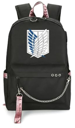 LKY STAR Unisex Anime AOT Rucksack Canvas Schultasche Laptop Schultasche Freizeitrucksack