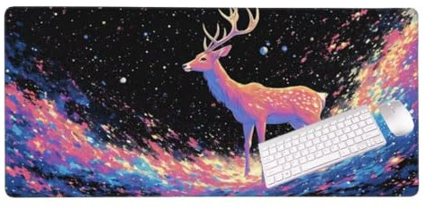 Gaming Mauspad Bunte Hirsche Mauspad, Mousepad XXL 1000x600 mm, Mauspad Gaming Zubehör mit Anti Rutsch Basis Mouse Pad Wasserdicht und Langlebig Gaming Zubehör für Home Office Zimmer Deko S-998