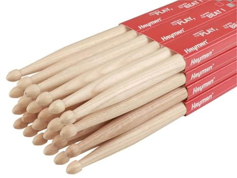 2-B Lot de 12 paires de baguettes en hickory 16,2 x 407 mm