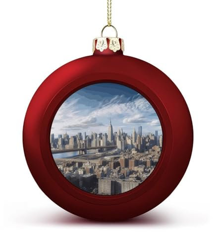 Weihnachtskugel-Ornamente, New York City, hängende Weihnachtsbaumkugeln, rote Weihnachtskugeln, Ornamente für Urlaub, Party, Dekoration, Heimdekoration