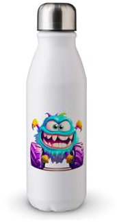 MAXIKIWI - Botella de agua de una sola pared con tapa de rosca, aluminio ligero no aislado, sin BPA, a prueba de fugas - Colorido Monster Truck - 500 ml