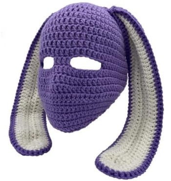 YEKEYI Kreative Strickmütze, warme Vollgesichtsabdeckung, Skimaske, Mütze, Beanies, winddichte Sturmhaube, Lila, Weiß, Einheitsgröße