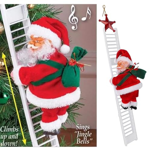Babbo Natale elettrico che si arrampica sulla scaletta di Babbo Natale scaletta per albero di Natale arrampicata scala di Babbo Natale con musica corda da arrampicata per interni ed esterni