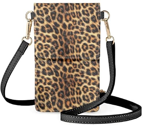 Biyejit Kleine Umhängetasche für Damen, Handy-Schultertaschen, Kartenhalter, Geldbörse, Touchscreen-Tasche, braun