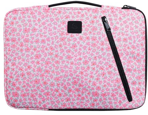 Exacompta - Réf. 17256E - 1 Housse ordinateur compatible avec PC de 13-14 pouces - poignée rétractable - petite poche à l'avant - fermeture zippée sur 2 côtés - en tissu recyclé - Liberty
