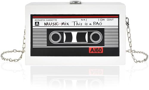 Shnmin Kassette Handtasche Retro, 80er Jahre Tasche, Retro Umhängetasche Kassette, Radio Handtasche, 80's 90's Disco Umhängetasche für Partys, Abschlussbälle oder den Alltag