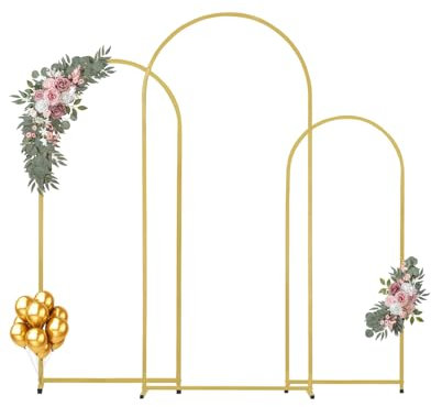 VEVOR Hochzeit Bogen, 3er-Set, 1,2/1,5/1,8m Traubogen mit Gehäuseverbindung und Chassis-Querstangendesign, leicht zu montierender Ständer aus Metall, passend für Geburtstage, Feiern, Feiertage