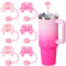 6pcs Straw Covers Cap for Stainly Cup Dust-Proof Silicone Pink Bow Straws Toppers Reusable Tips Accessories Suitable for 30oz & 40oz Straw Lid Covers, Stanley Cup 9-10MM (Pink Bow-6-Pack)