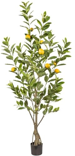 CREATIV green großer künstlicher Zitronenbaum 180cm I Künstlicher Zitronenbaum mit 9 Zitronen im Topf I mediterraner Zitronenbaum mit naturgetreuen Blättern & Früchten I hochwertige Kunstbäume