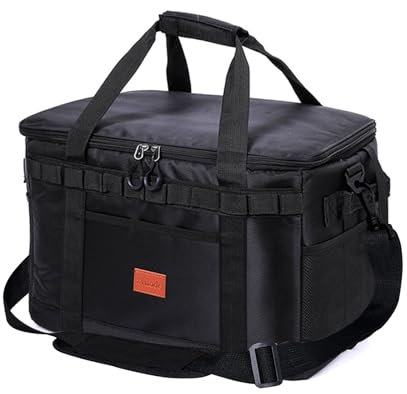Nevera Portatil 35L, Bolsa Termica Grande,con Correa Ajustable a abridor de Botellas, Cooler Bag Plegable, Bolsa Nevera Porta Alimentos para Playa, Picnic, Camping, Barbacoa (Negro)