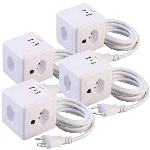 revolt Steckdosenleiste Würfel: 4er-Set 4-Fach-Steckdosen-Würfel mit USB-C PD 20 W & 2X USB-A mit QC (Steckdosenleiste mit USB-Buchse, kompakte Steckdosen)