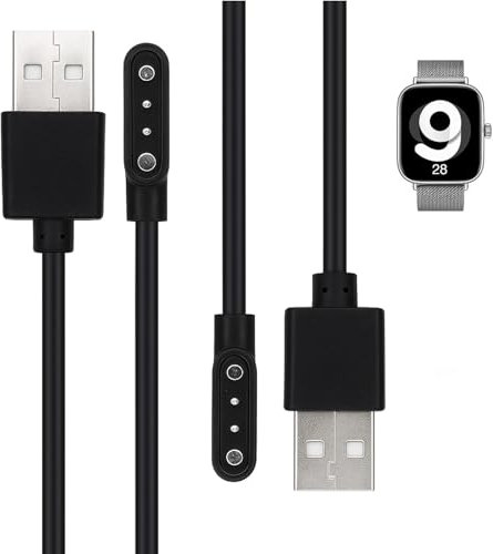 2 PCS Smartwatch Ladekabel, Magnetisches Ladegerät USB 2-Pin 4mm, tragbare magnetische Ladestation kompatibel mit SW022, LW11, GTX, LS05, schnelles Aufladen, hohe Haltbarkeit