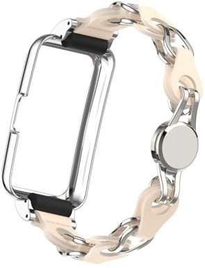 Catena in pelle cava metallica adatta for braccialetti Huawei 10 9 8 7/Honor band 6/7(Starlight,For Honor band 6/7)