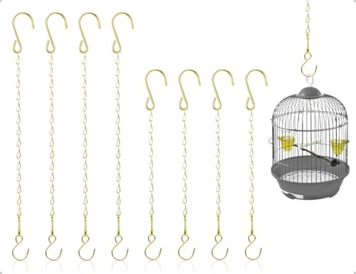 AOYEGIC 8 Stück Blumenampel Ketten,Aufhängen Hängekörbe Metallketten mit Haken,verwendet für Vogelhäuschen,Pflanzgefäße,Laternen,Windspiele,Billboard(Gold,29 cm und 54 cm)