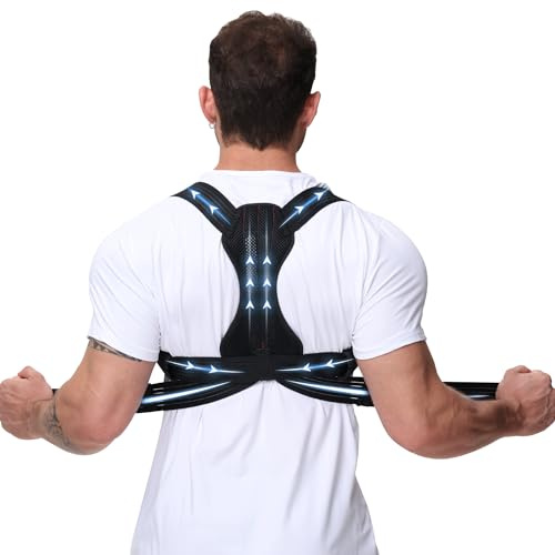 Luckela Posture Corrector for Men and Women, Adjustable Back Brace for Back, Neck and Shoulder Pain Relief, Back Support for Posture Improving Scoliosis, Hunchback, Hump, Thoracic, Spine Corrector (Medium)