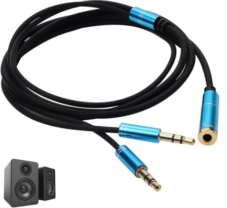 Adaptateur Y Jack 3.5mm Audio, Câble 3.5mm Femelle vers 2 Double Male, Adaptateur Micro Casque Séparateur Stéréo, Câble Plaqué Or pour PC, Ordinateur Portable, Haut-Parleur, Casque Audio, Voiture 1M