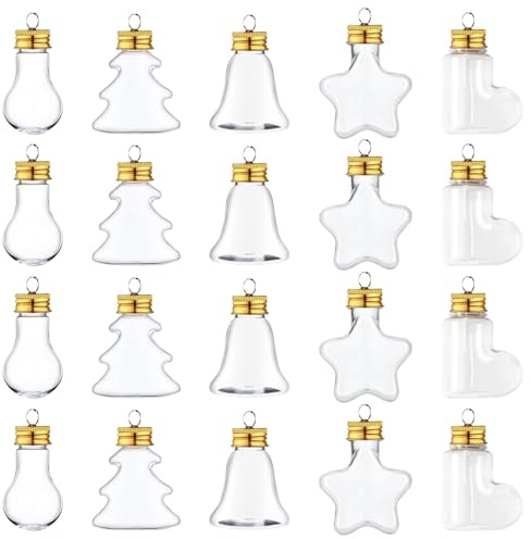 Neikafan Weihnachtsflaschen zum Befüllen 20Stück 5 Stil Durchsichtige Kugeln