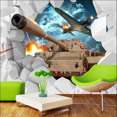 ORLUMY Benutzerdefinierte Wandbild 3D Stereoscopic Auto Tapeten Cartoon Themen Tapete Flugzeug Hintergrund Fotowand-430X300Cm
