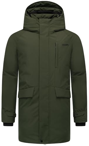 STONE HARBOUR Herren warmer langer Wintermantel mit magnetischer Abdeckleiste und Brusttasche Emriis XX S-3XL