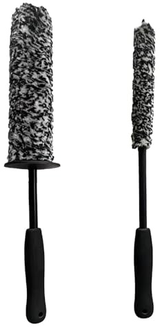 Haluway 2 Pcs Car Wheel Cleaning Brushes, Microfibre Rim Cleaning Brush with Long Handle & Flexible Head, Car Detailing Brush Set for Wheels, Grilles, Air Vents & Motorcycles