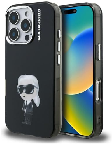 CG MOBILE Karl Lagerfeld IML Aquarell Karl & Logo kompatibel mit MagSafe-Hülle für iPhone 16 Pro (Schwarz)