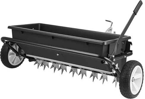 VEVOR Spargiconcime da Traino capacità 45 kg e Ruote da 25,4cm per ATV UTV, Larghezza Spandimento di 0,81m, Seminatrice da Giardino a Diffusione Aeratore Terreno con Attacco Universale per Semina