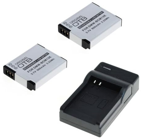 bg-akku24 Pack of 2 Battery and Charger for Panasonic Lumix DMC-FT5, DC-FT7, DMC-TZ41, DMC-TZ55, DMC-TZ56, DMC-TZ57, DMC-TZ58, DMC-TZ60, DMC-TZ61, DMC-TZ70, DMC-TZ71 - DMW-BCM13E, DMW-BCM13