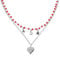 Linea Italia Gioielli - Collana per Donna a 2 Fili in Argento 925 con Cuore, Stelle e Perline Rosse - Made In Italy