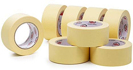 Alfa Feinkrepp EASY - Hochwertiges, nässeresistentes, reißfestes Malerfeinkrepp (50 mm x 50 m, 8 Rollen)