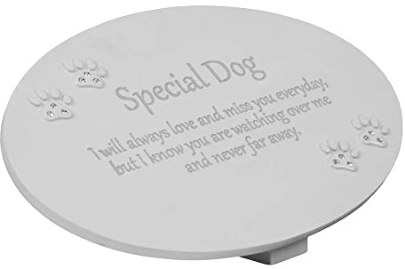 Juliana Gedenktafel 'Special Dog', oval, mit Kristallpfotenabdrücken, cremefarben, elegant memorial, weiß