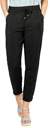 Sublevel Damen Stoff-Hose mit Bindegürtel aus Viskose Black M