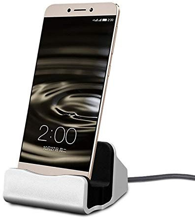 Docking Station per XIAOMI Mi Mix 3 Smartphone Tipo C Supporto Caricabatterie Scrivania (Argento)
