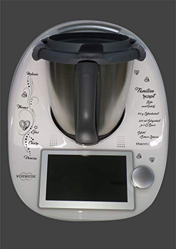 Aufkleber passend für Thermomix TM 6 Familienrezept schwarz/grau
