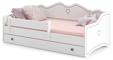 Lit enfant blanc Emma 80 x 160 cm avec matelas + cadre + tiroir