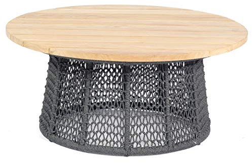 Sonnenpartner Lounge-Tisch Poison Ø 100 cm Teak/Alu/Polyrope grau Beistelltisch