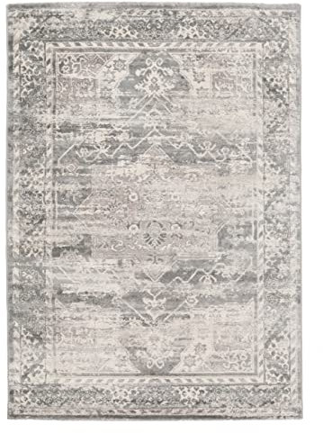 RugVista, Miran Teppich, Mittelflor, 200 x 300 cm, Rechteckiger, Modern, Oeko-Tex Standard 100, Polypropylene, Flur, Schlafzimmer, Küche, Wohnzimmer, Grau, Weiß