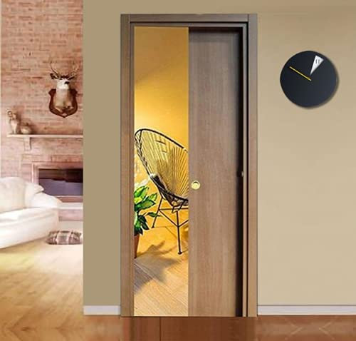 Porta scorrevole a scomparsa interno muro con chiusura Ammortizzata in laminato Noce Tanganica Finitura Ottone