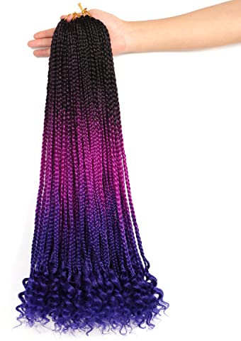 LLZBEAUTYHair Confezione da 7 ciocche di extension ondulate 3S con estremità ricce, per donne nere (#1B) (61 cm (confezione da 7), #1B, viola, blu