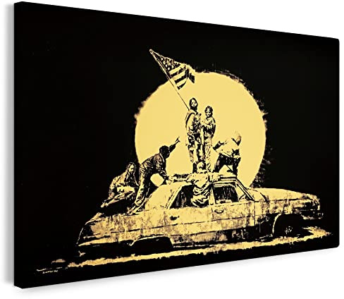 Printistico Leinwandbild Amerika USA, Street-Art Banksy - Moderner Kunstdruck, Wohnzimmer, Inneneinrichtung Deko