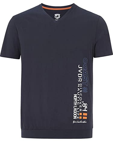 Jan Vanderstorm Herren T-Shirt Gilbrecht | Kurzarm-Oberteil mit V-Ausschnitt aus reiner Baumwolle, große Größen L–7XL, bequemer Comfort-Fit für Männer