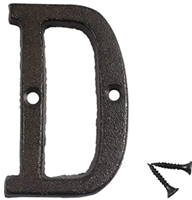 Zayooky 3 Inch House Letters Cast Iron Home Address Letters Matching Metal House Number with 2 Screws for Yard Street and Mailbox Wall Gate Door (Lettera D)