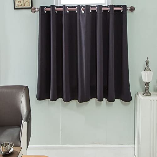 A.Monamour Cortina Cocina Ventana Puerta Corta Pequeña Negra Cortina Opaca Oscurecedora Bolsillo para Varilla Panel Cenefa Rustica Bistro para Dormitorio Café Baño Habitación Terraza