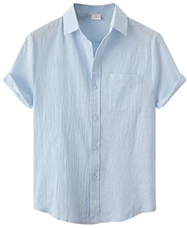 Allbestop Hawaiennes Manches Courtes Chemises Chemisette Homme Manche Courte 3XL Chemise Homme Carreaux Coton Chemise Homme Chemise Homme Manches Longues Tshirt Blanc Homme Chemise Ete Homme(XXL)