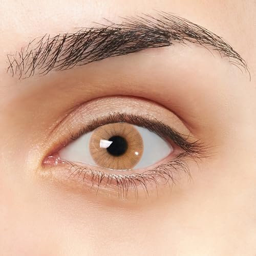 Ambar VIP honig grüne Kontaktlinsen super natürliche Design I Jahreslinsen farbig ohne Stärke (2 Linsen) + Kontaktlinsenbehälter, Pinzette und Einsetzer mit weichem Silikon