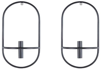 Wandkerzenhalter 2er Set Metall schwarz oval Modern Industrie Wanddeko Caviana