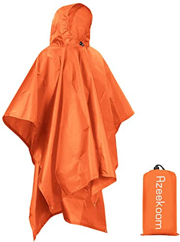 Azeekoom Regenponcho, wasserdicht, Regencape, Poncho/Campingmatte/Schatten, multifunktional, 3-in-1, für Wandern im Freien