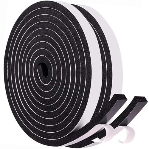 Dichtungsband Selbstklebend für Türen Fenster, 10mm(B) x 6mm(D)/8m Schalldämmung Wasserdicht Schaumstoffband Gummidichtung Türdichtung für Kollision Siegel Schalldicht