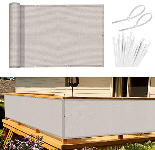 Sunnylaxx Balkon Sichtschutz Balkonabdeckung 90x400 cm Windschutz Leicht Transparent Blickdichte Balkonumspannung,Balkonverkleidung,HDPE Wind- und UV-Schutz, mit Ösen und Kabelbinder Taupe